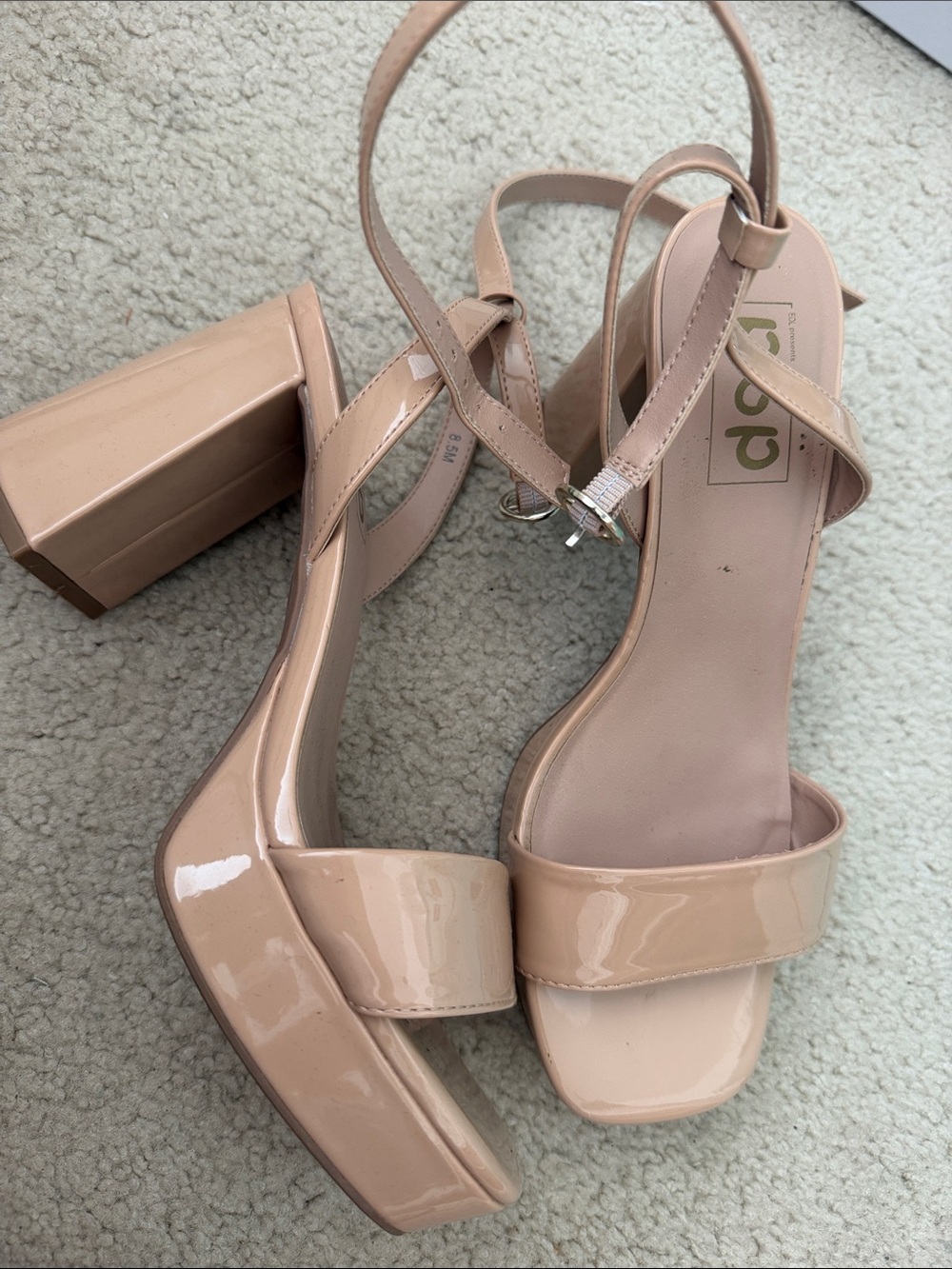 Pop Blush Patent Platform Block Heel Sandals